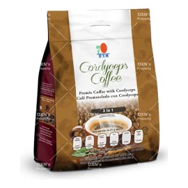 DXN Café Cordyceps 3 en 1 | Café Instantáneo Soluble Cargado con Cordyceps | Mushroom coffee con hongos Adaptogenos | Cafe de Champiñones Orgánico y Aromático | 20 Porciones Por Empaque