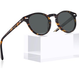 CARFIA Gafas de Sol Redondas para Mujer Rostro Pequeño Acetato Italiano Polarizado UV400 Estilo Boho Chic CA5288