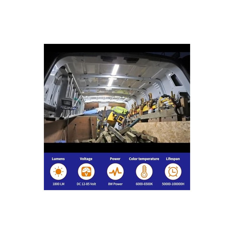 RVZONE 12V LED Interior Light Bar 120LEDs 1800LM 8W DC