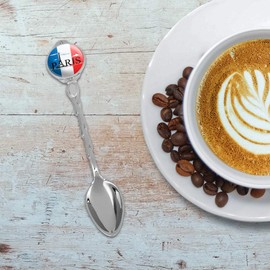 Paris France Eiffel Tower and Flag with Clouds Novelty Collectible Demitasse Tea Coffee Spoon