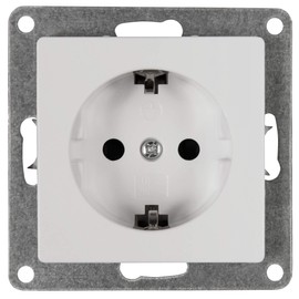 McPower Protective Contact Socket | Cup | 250 V ~ / 16 A | Flush-Mounted Mounting | with Plug Protection | Screw Connection | IP20 | White | Ideal for Safe Electrical Installations
