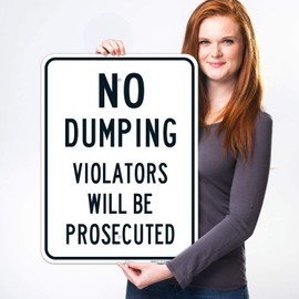 Sigo Signs, No Dumping Sign, Violators Will Be Prosecuted Sign, 18x24 Inches, 55 mil Thick HDPS (high Density polystyrene), Made in USA