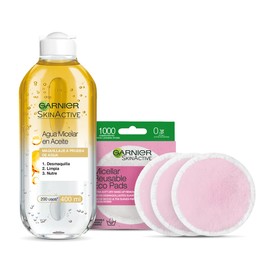 Kit Garnier Skin Active Micelar Bifásica 400ml + Ecopads