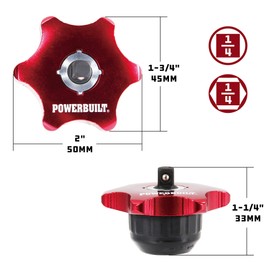 Powerbuilt 1/4-Inch Drive Finger Ratchet, Dual-Sided for 1/4-Inch Sockets and Hex Bits, 36-Tooth Reversible Mechanism, Compact and Lightweight with Red Anodized Finish - 941248