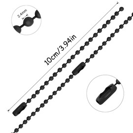 Lemonkey 100Pcs Ball Beads Chain Bulk - Black Keychain Rings Metal, 4 Inch Dog Tag Small Chain With Connectors for Hanging Decoration