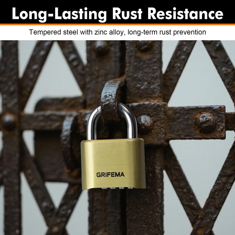 GRIFEMA GA1007 Combination Padlock, Gold