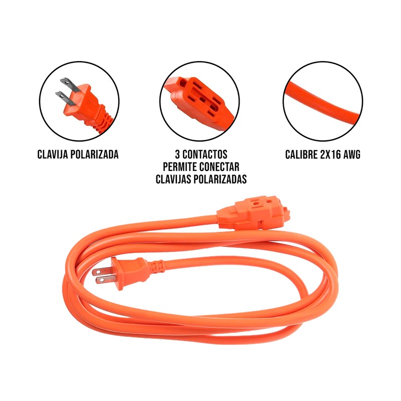 CONTROL EXPERT Extensión Eléctrica Uso Rudo Naranja (10 Metros)