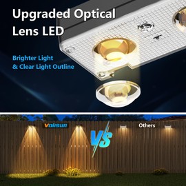 VOLISUN Solar Fence Lights 16 Pack, Warm White, Cool White and RGB Color Glow LED Lamp, IP65 Waterproof Fence Solar Lights Outdoor for Patio, Backyard, Railing, Deck and Wall（Black）