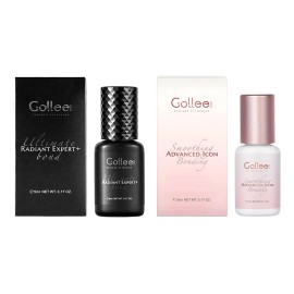 Kit Gollee Pegamentos P/ Extensiones Pestañas Negro + Rosa