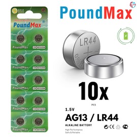 PoundMax 10 x AG13 LR44 1.5 V Alkaline Button Cell Battery