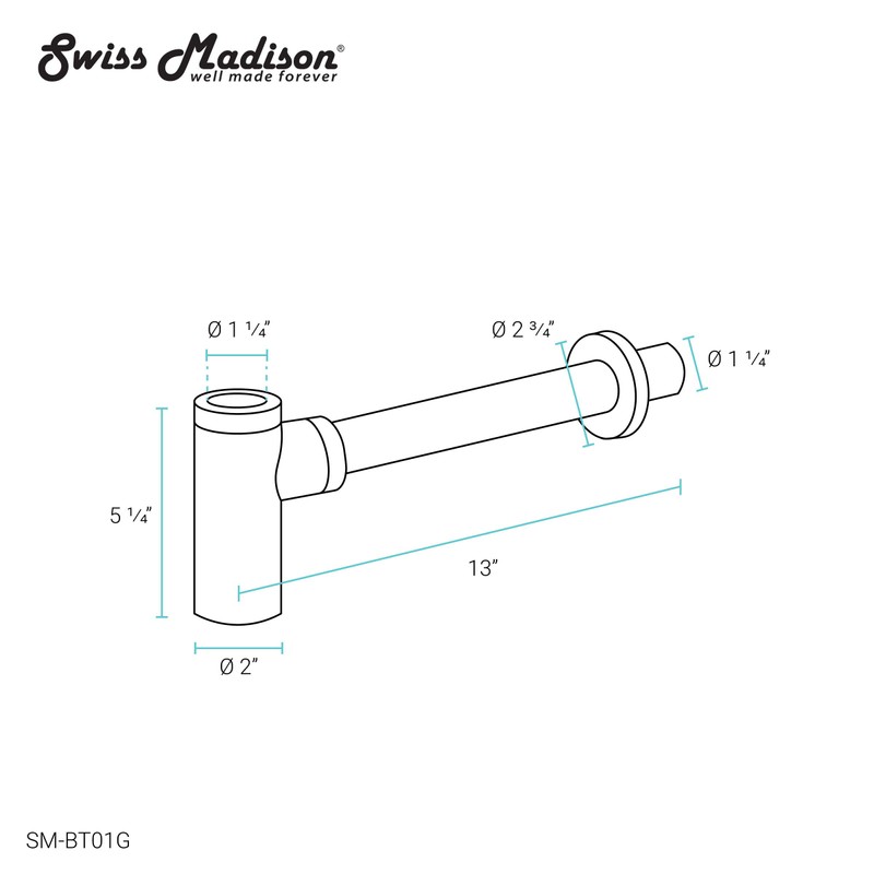 Swiss Madison Well Made Forever SM-BT01G, Bottle Trap Drain, Gold