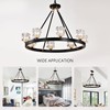 SYGELER Matte Black + Gold Wagon Wheel Chandelier Farmhouse Crystal