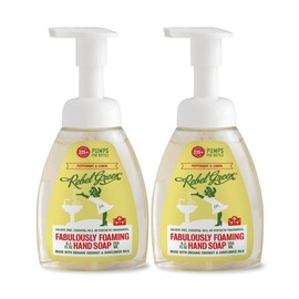 Rebel Green Foaming Hand Soap - Moisturizing Natural Bathroom & Kitchen Liquid Foaming Soap - Gentle Household Hand Wash with Peppermint & Lemon Scent - (8oz, 2 pack)