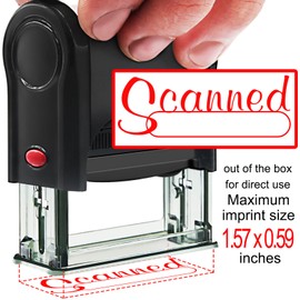Bertiveny Scanned-Stamps-with-Date Self Inking Red Scanned Rubber Stamp for Business Supplies,Office Stamps for Scan,Red