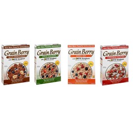 Generic Grain.Berry Cereal - Variety Pack of Bran Flakes - Apple Cinnamon - Honey Nut - Cinnamon Frosted Wheat Cereals with ONYX Sorghum - Pack of 4-1 Box From Each Flavor