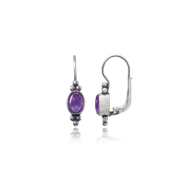 arete de gota de plata de ley con piedra de