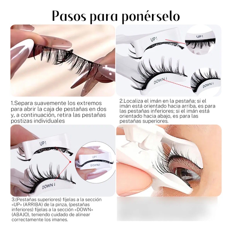 Kit De Pestañas Magnéticas Reutilizables Con Aplicador 2pars
