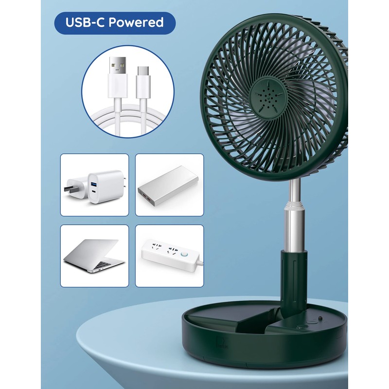 Primevolve Battery Operated Fan,Portable Rechargeable USB Floor Table Desk Fan