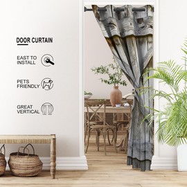 Barn Door Curtains for Doorways, Rustic Farmhouse Blackout Privacy Door Curtain Room Divider Drapes Closet Curtain for Bedroom Living Room, 34 x 80 Inch