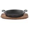 Megachef Cast Iron Mini Oval Pan/Saute Pan with Wood Tray,