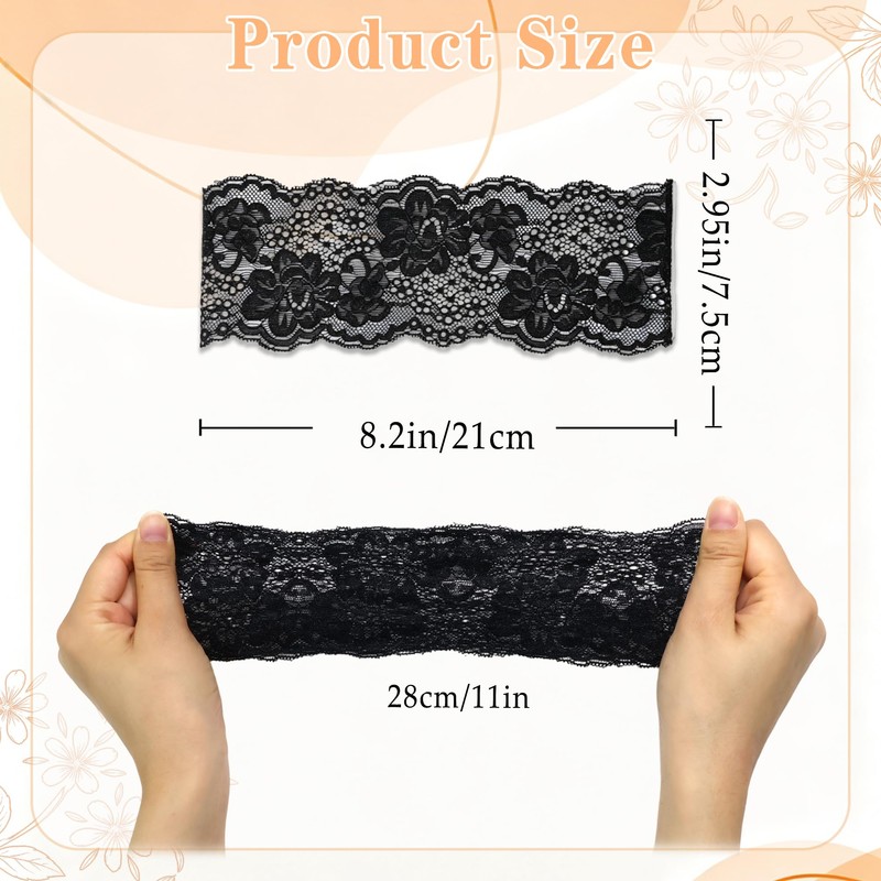 3 PCS Floral Lace Headbands Boho Vintage Stretchy Hair Bands