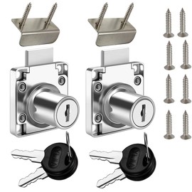Cabinet Drawer Lock Furniture Locker Lock【Keyed Alike】 All Keys for This Product are Universal. (Hole Diameter 0.75inch/19MM) for Door Panels with A Thickness of 17-22 mm. [Silver 2 PCS]