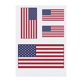 4 x 'American Flag' Temporary Tattoos - Water Resistant, Skin-Safe, Non-Toxic Transfers, Mixed Sizes (TO00014483)