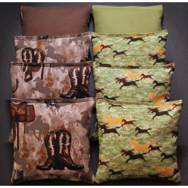 BackyardgamesUSA COWBOY Boots HORSES Cornhole Bean Bags Western Horse Rodeo