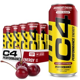 Cellucor Cellucor C4 Performance Energy Drink | Zero Sugar Carbonated Preworkout Energy | 200mg Caffeine with Beta Alanine | Midnight Cherry | 16 Fl Oz (12 Pack)