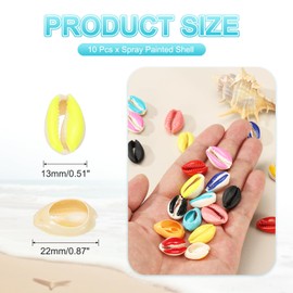 PATIKIL Cowrie Sea Shells, 10 Pcs Yellow Green, White Smooth Oval Seashells Beads Natural Cowrie Beach Shells Decoration Craft Bead for DIY Bracelet Jewelry Crafting