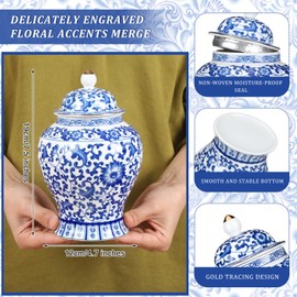 Small Blue Ceramic Cremation Urn for Adult Ashes Exotic Blue and White Porcelain Cremation Urn for Human Beautiful Ceramics Decorative for Pet Dog Cat Funeral Ashes