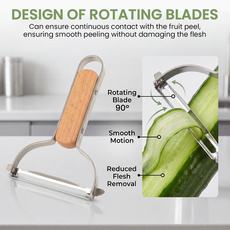 Vegetable Peeler for Kitchen, Stainless Steel Blade with Ergonomic Non-Slip