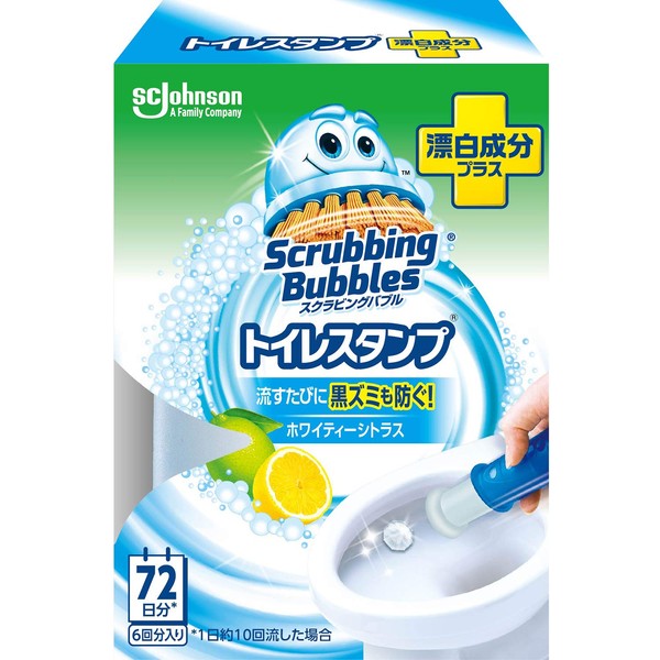 Scrubbing Bubbles Toilet Cleaner, Toilet Stamp, Bleaching Ingredients Plus, Whitey Citrus Scent, Main Unit (1 Handle + 1 Replacement), Enough for 6 Stamps, 1.3 oz (38 g)
