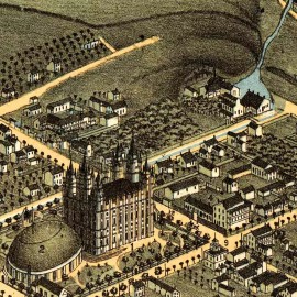 Amtigous Maps BIG Salt Lake City Utah in 1870 Birds Eye View MAP - 24"x 30"
