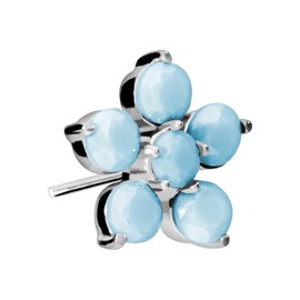 PIERCINGLINE Titanium Attachment with Push Pin Flower + Synthetic Turquoise without Labret Stud Piercing Ear Nose Choice of Colours, Titanium