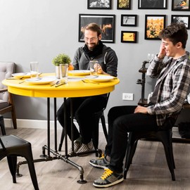 PIPE DÉCOR Industrial Table Rustic Pipe Kitchen Metal Frame 3/4 Inch Pipe Base 30" Height Sturdy Simple Table Base for Home Office, Basement, Study, Blackjack Design