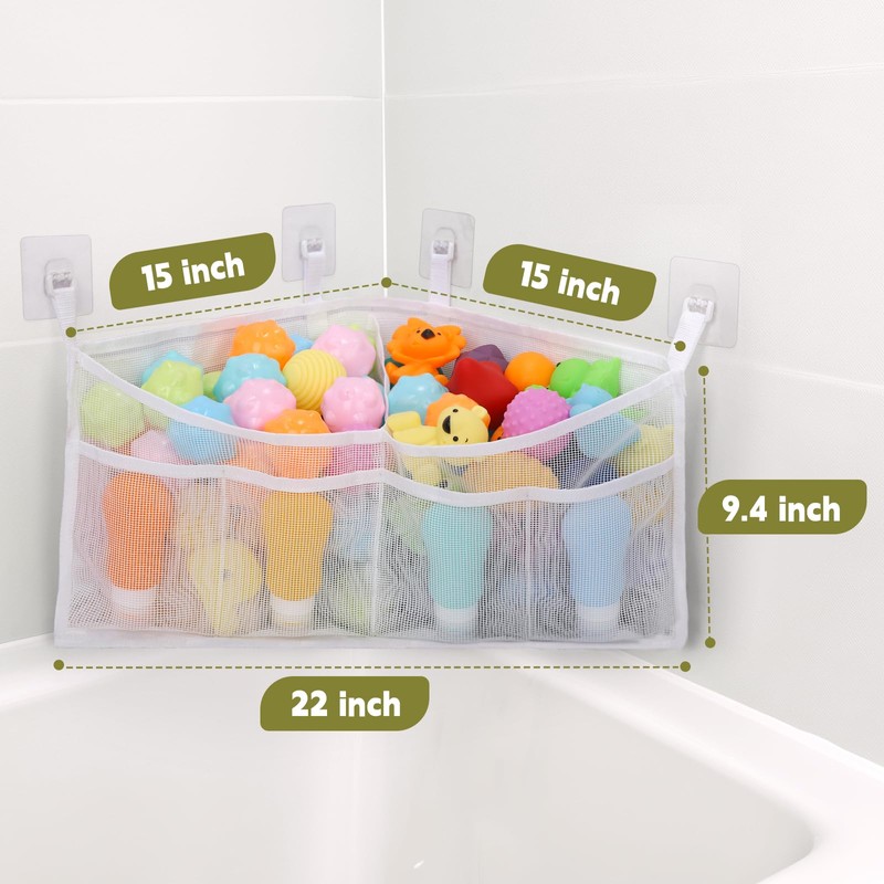 Goowin Triangle Corner Bath Toy Organizer, Quick Access Storage Holder