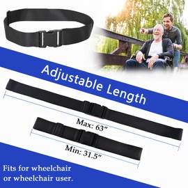 Wheelchair Seat Belt for Elderly & Disabled - Electric Scooters Replacement Band Accessory, Easy Install, Adjustable up to 63"L (63 inch)