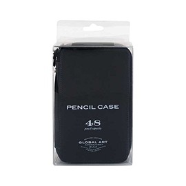 Global : Leather Black Folding Colour Pencil Case Holds 120