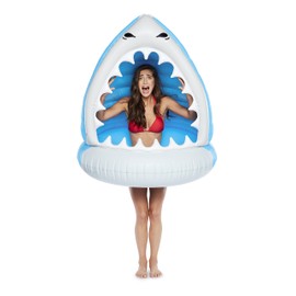 Giant Shark Inflatable Pool Float, Large Novelty Lounge Raft, Blow Up Float for Pool Parties, Outdoor Summer Water Toy for Adults