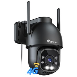 Ctronics 2.5K 4G LTE Outdoor Surveillance Camera with SIM Card, 4MP PTZ IP Camera with Car Tracking, 30 m Colour Night Vision, 2-Way Audio, 8 Presets, Cloud/FTP/NVR, Wall & Ceiling Mounting, IP66