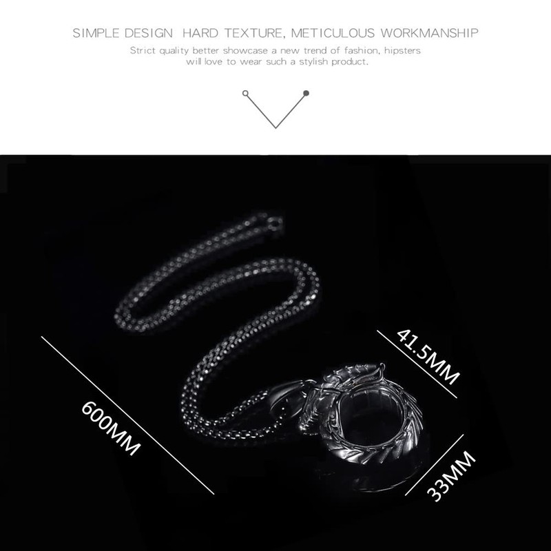 WULZST Ouroboros Eternal Circle Pendant Necklace for Men Retro Stainless