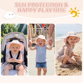 Durio Baby Girl Sun Hats UPF 50+ Cute Baby Sun Hat Summer Beach Baby Girl Hats Sun Protection Infant Sun Hats A Pink Flamingo 6-12 Months