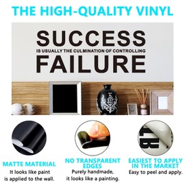 Inspirational Quotes Wall Stickers for Office: Motivational Gym School Classroom Garage Bedroom Vinyl Art Wall Decals - Success 23" X 9"
