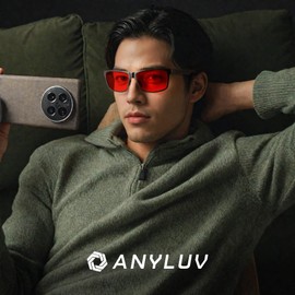 ANYLUV Blue and Green Light Blocking Glasses Mens Sleep Enhancement Glasses with Red Tinted Lens UV400 for Better Sleep