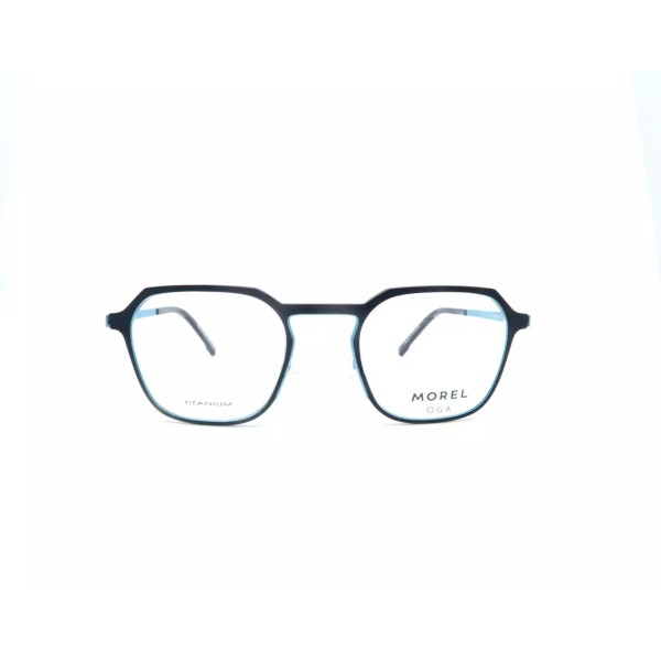 Morel Oga 10194O NB02 Black Matte Square Eyeglasses Titanium Frame