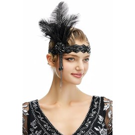 BABEYOND Flapper Headpiece for Women - Flapper Feather Headband 1920s Gatsby Headpiece Vintage Accessories for Women