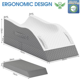 TranquilRelax Elevation Pillows for Leg After Surgery, Memory Foam Adjustable Leg Wedge Pillow for Injury or Rest, Ankle Pillow for Sleeping Blood Circulation Grey