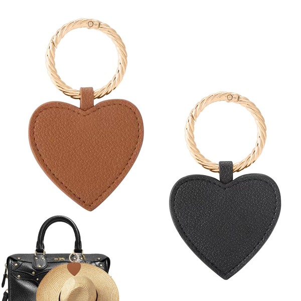 MR.HOKWY Magnetic Hat Clip for Travel - 2 PCS Hat Clips for Travel on Bag, Heart Shape Hat Hanger, Magnetic Hat Clips with Hooks for Hanging Hats on The Handbag Luggage Tote Bag(Black, Brown)