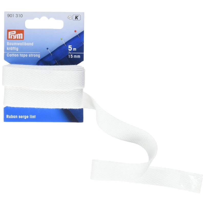 Prym Cotton Ribbon Strong 15 mm White, 100% CO